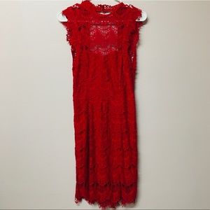 Free People Intimately Red Lace Casual Dress